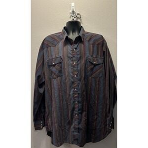 Vintage Saddlebrook Western Wear Pearl Snap Shirt Brown Men's Sz 2XLT‎ USA